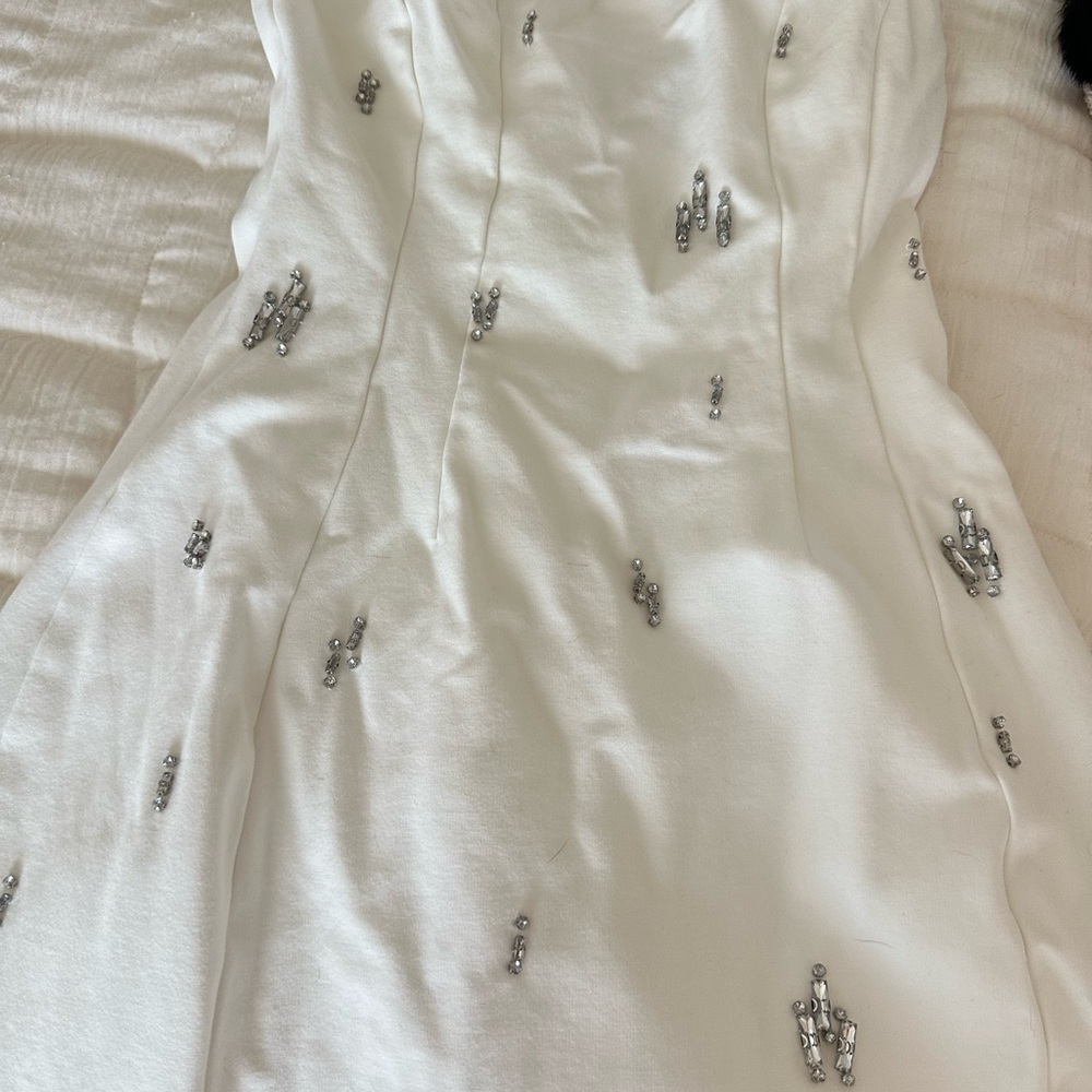 Elegant White Dress with Silver Embellishments